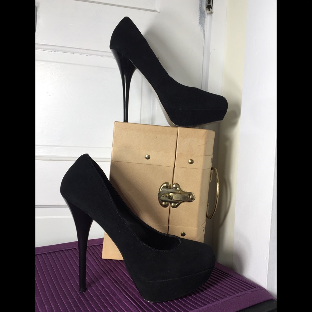 Steve Madden Black Suede Pumps Stiletto Heel Sz10
